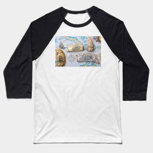 Old Cuba Map With Scrimshaw Baseball T-Shirt